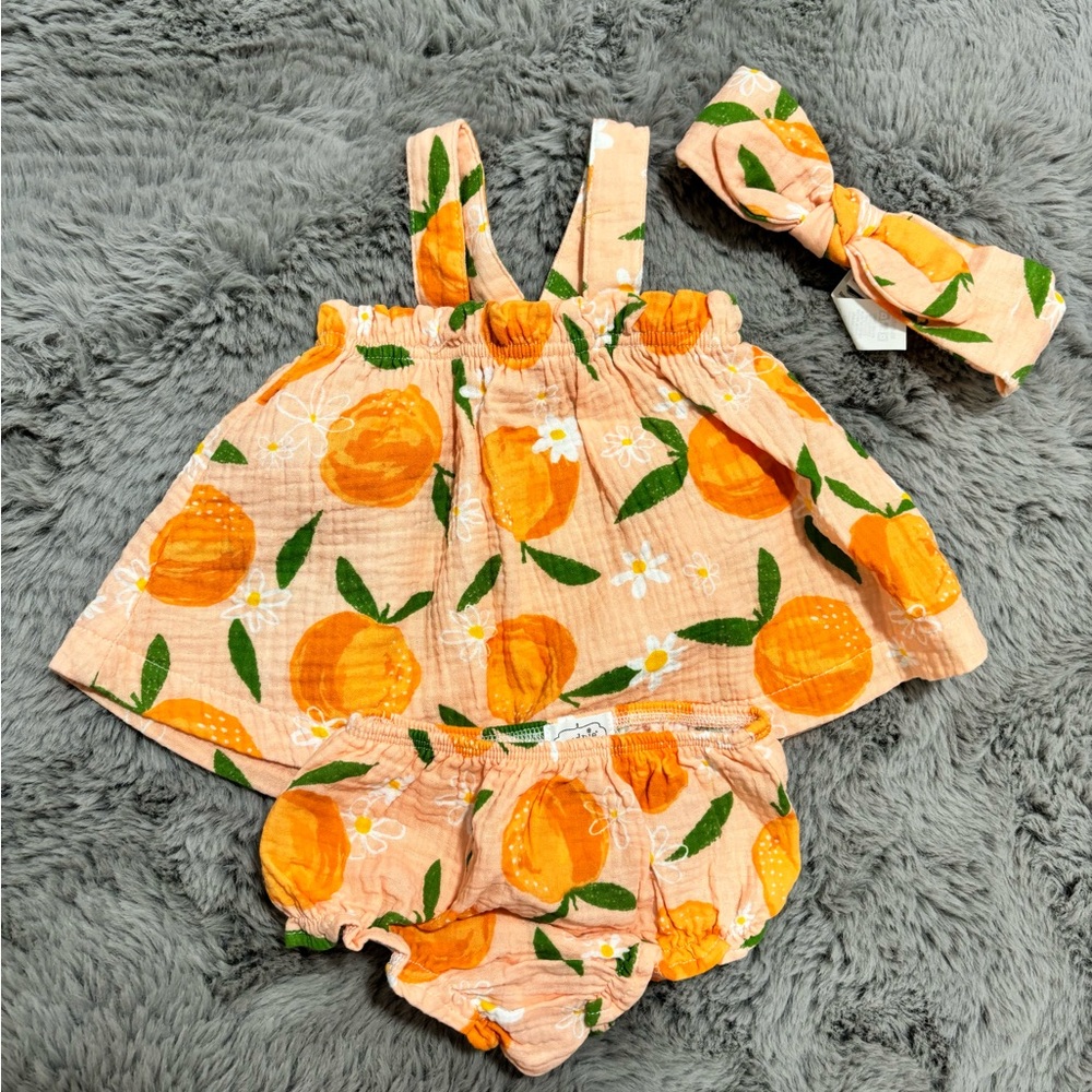 Mud pie matching peach set. 3-6 months